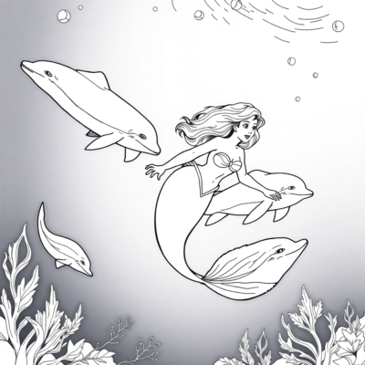 Ariel’s Dolphin Swim Coloring Adventure