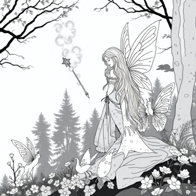 Coloring Book: Aurora and Forest Fairies