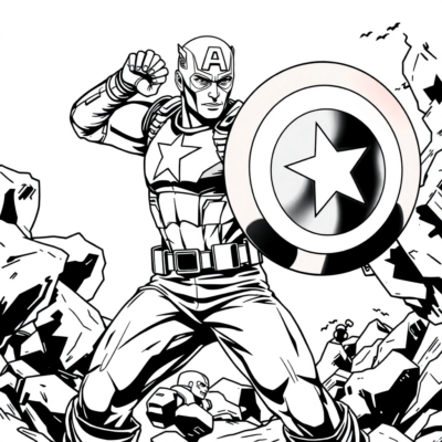 Coloring Book: Avengers – Captain America Throws His Shield