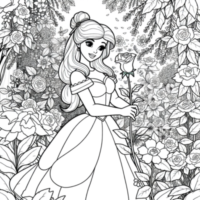 Bella and Her Rose in the Magic Garden Coloring Book