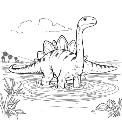 Coloring Book: Dinosaur – Apatosaurus in the Water