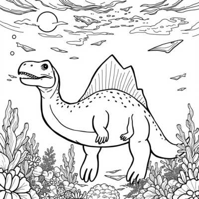 Coloring Book: Dinosaur – Elasmosaurus in the Ocean