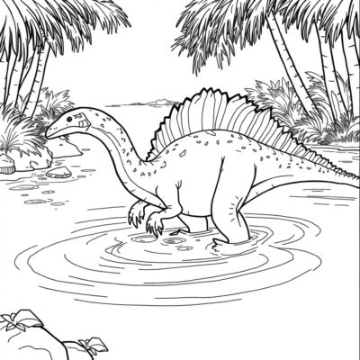 Coloring Book: Dinosaur – Hesperornis in Water