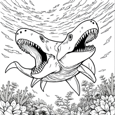 Coloring Book: Dinosaur – Megalodon Hunting Dinosaurs in the Sea