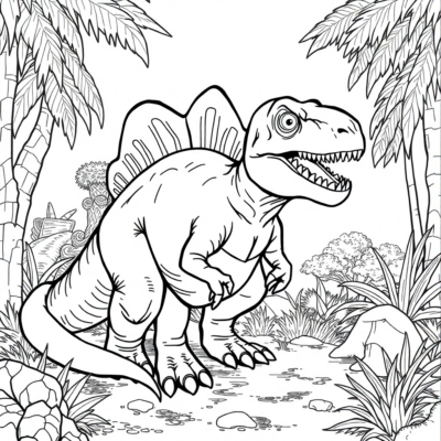 Coloring Book: Dinosaur – Young Dinosaur Seeks Shelter