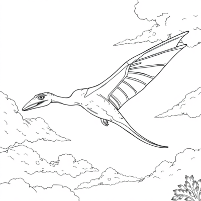 Coloring Book: Dinosaur – Pteranodon Soars High in the Sky