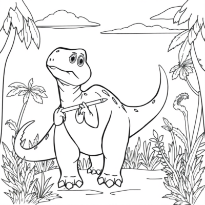 Coloring Book: Dinosaurs – Dinosaur Fed by a Child