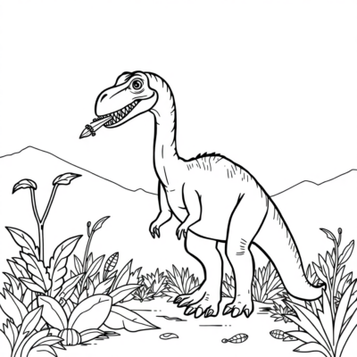 Coloring Book: Dinosaurs – Long-Necked Dinosaur that Eats Plants