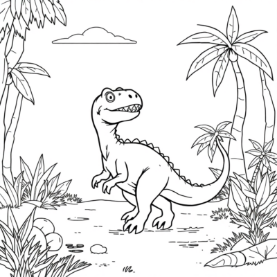 Coloring Book: Dinosaurs – Tiny Dinosaur is Looking for Mom