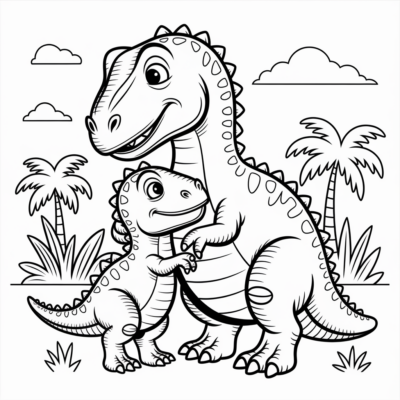 Coloring Book: Dinosaurs – Little Dinosaur Hugs Mom