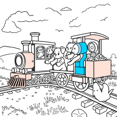 Coloring Book: For Children Aged 4-5 – Colorful Train Full of Toys