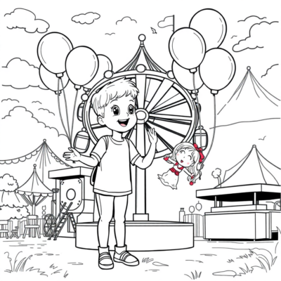 Coloring Book: For Children Aged 4-5 – Amusement Park with Balloons