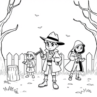 Coloring Book: For Older Children – Detectives Solve the Mystery