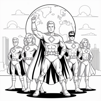 Coloring Book: For Older Kids – The Heroes’ Team Saves the World