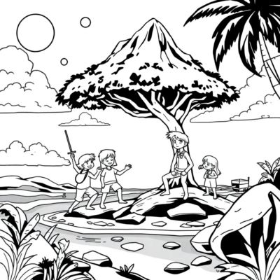 Coloring Book: For Older Kids – The Team Discovers the Lost Island