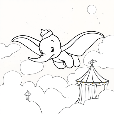 Coloring Book: Dumbo Flies Over the Circus