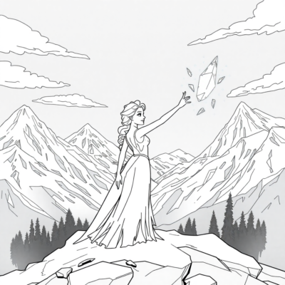 Coloring Book: Elsa Ice Magic in the Mountains