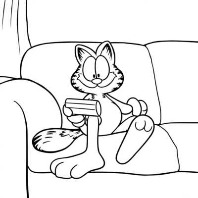 Coloring Book: Garfield – Garfield on the Couch with a Remote