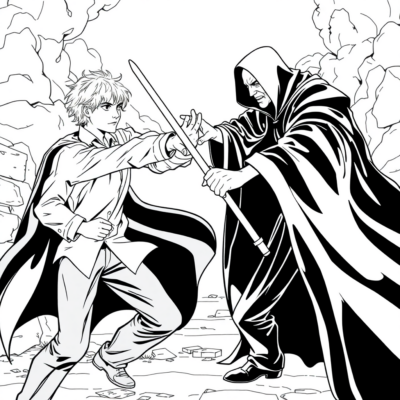 Coloring Book: Harry and Voldemort in Duel