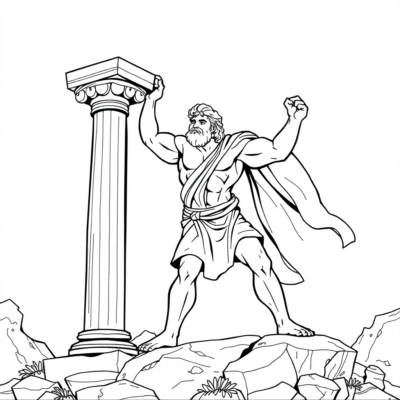 Coloring Book: Hercules Lifts a Column