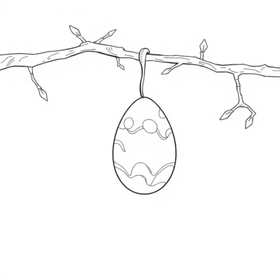 Coloring Book: Eggs Hanging on Branches