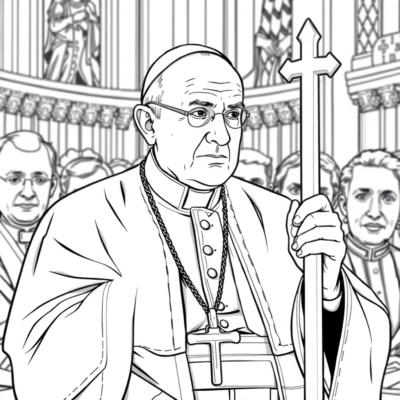 Coloring Book: Pope John Paul II – Pope John Paul II during a papal audience