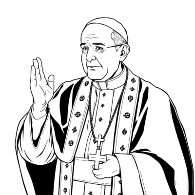 Coloring Book: John Paul II – The Pope Bestowing Blessing