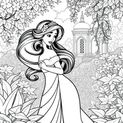 Coloring Book: Jasmine in the Palace Garden