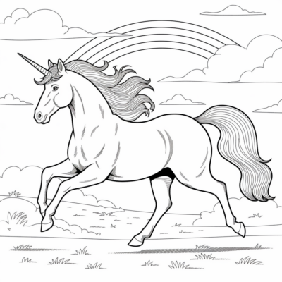 Coloring Book: Unicorns – The Rainbow Unicorn Gallops Through the Sky