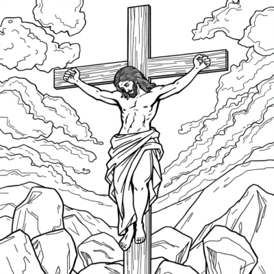 Coloring Book: Jesus – Jesus on the Cross at Golgotha