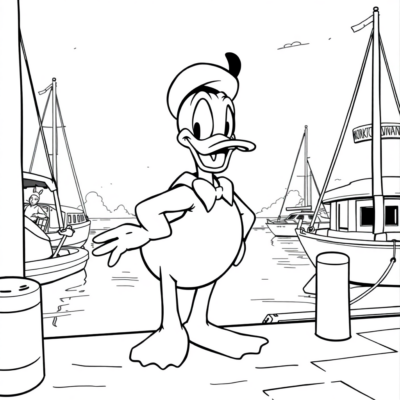 Coloring Book: Donald Duck in the Marina