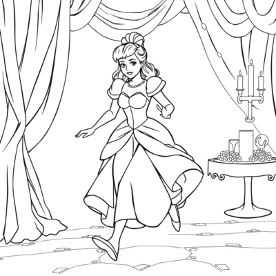 Coloring Book: Cinderella Running from the Ball
