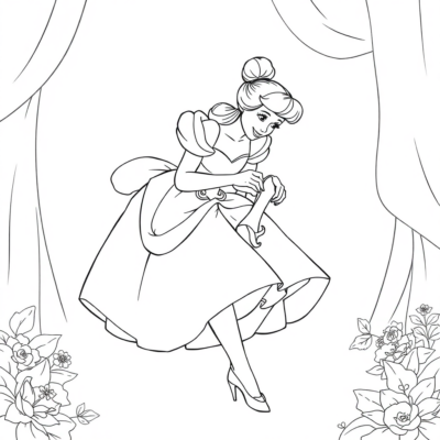 Coloring Book: Cinderella Tries on the Glass Slipper