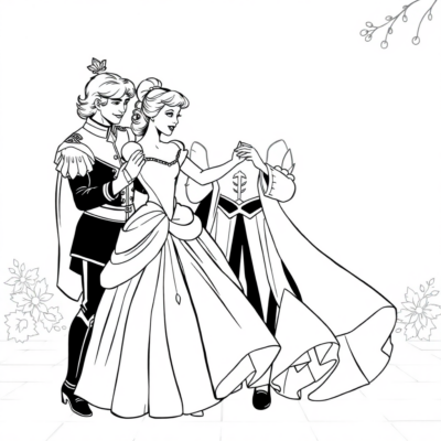 Coloring Book: Cinderella Dances with the Princes