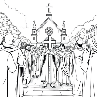 Coloring Book: Church – Corpus Christi Procession
