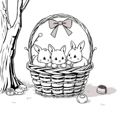 Coloring Book: Basket with Catkins and Chocolates