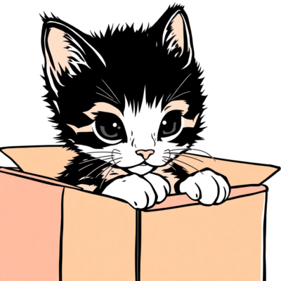 Coloring Book: Kittens – Kitten in a Cardboard Box