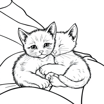 Coloring Book: Kittens – A Little Kitten Snuggling with Its Owner