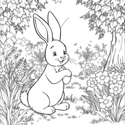Coloring Book: Rabbit from Winnie the Pooh in the Garden