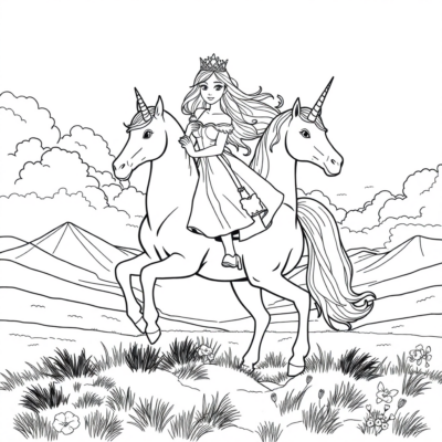 Coloring Book: Princess on a Unicorn
