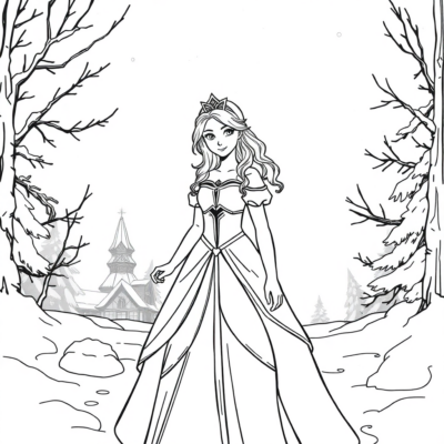Coloring Book: Princess in the Winter Wonderland