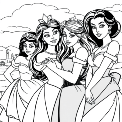 Coloring Book: Princesses in Modern Outfits