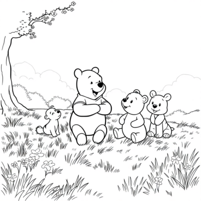 Coloring Book: Winnie the Pooh – Pooh in the Meadow with Friends