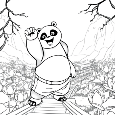Coloring Book: Kung Fu Panda – Po Trains in the Valley of the Lotus