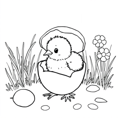 Coloring Book: Chick in an Eggshell