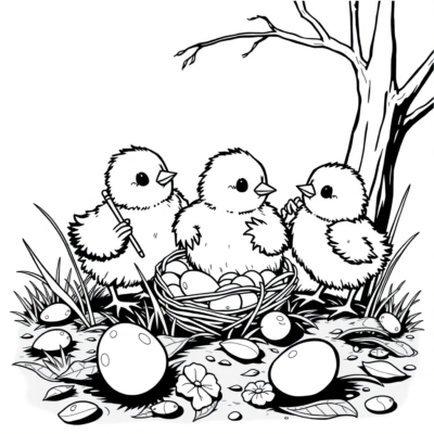 Coloring Book: Chickens Painting Eggs