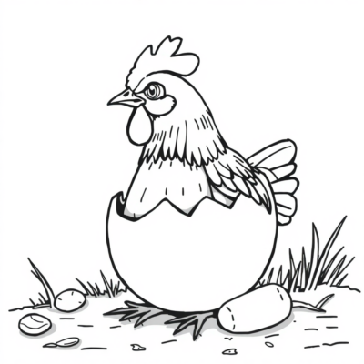 Coloring Book: Chick Hatching from an Egg