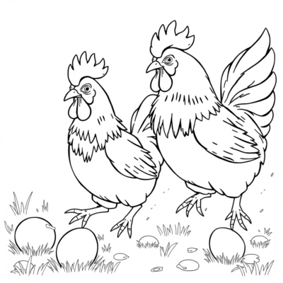 Coloring Book: Chickens Racing with Eggs