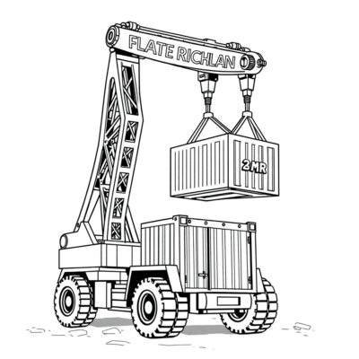 Coloring Book: LEGO Crane Lifts Container