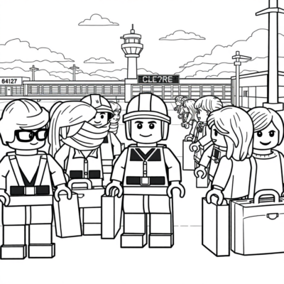 Coloring Book: LEGO Airport with Passengers
